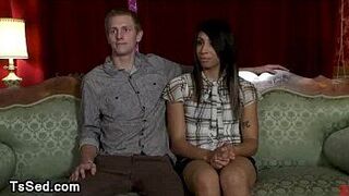 Huge dick tranny fucked in mouth and ass by her piano teacher - porn video