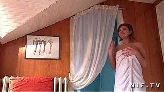 French teen ass fingering in the shower before getting banged - porn video