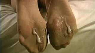 aunt jill cum on stocking soles - porn video