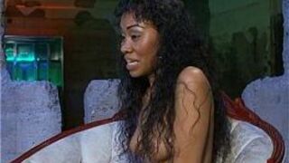 Ebony takes glass dildo up the butt - porn video